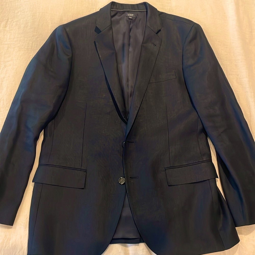 J crew mens blazer ludlow jacket linen dark blue 42R